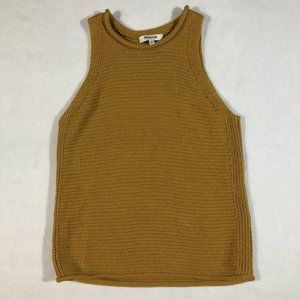 Madewell Womens XXS Chunky Knit Sweater Tank Top Ribbed Fall Gold Mustard